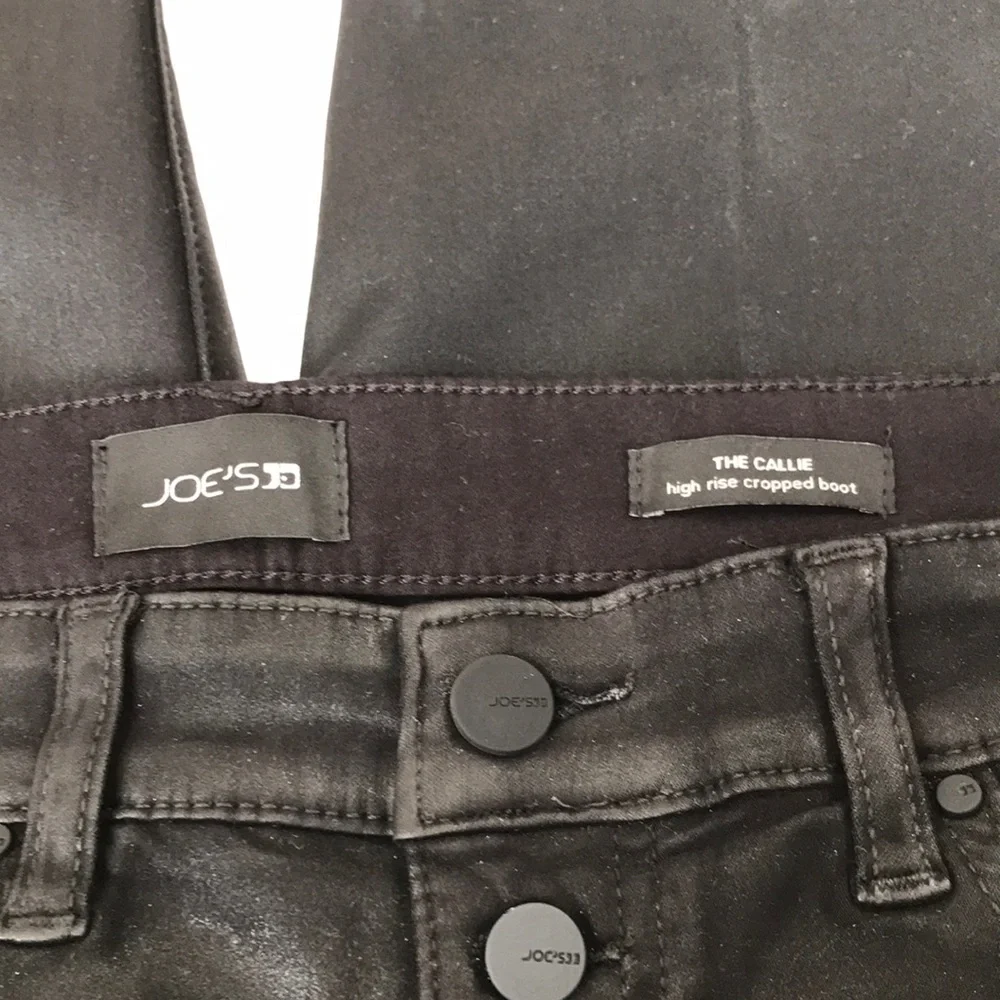 NWT Joe’s Jeans Callie Black Coated Denim High Rise Bootcut Crop Pants 28 & 30 - Picture 10 of 16